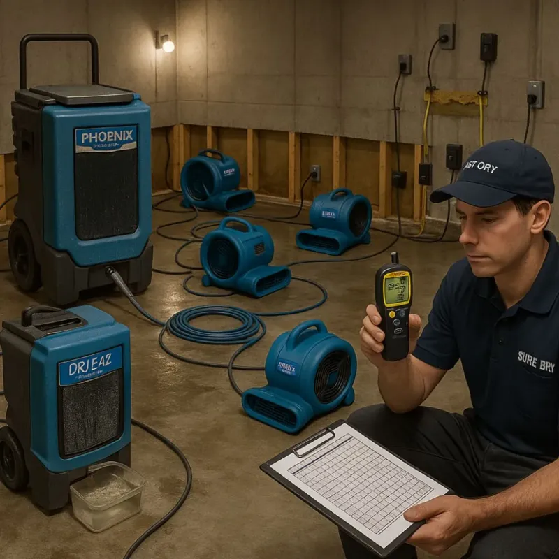 Structural Drying and Dehumidification process in Wilmington, OH